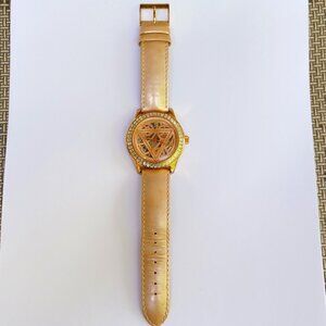 Nonworking Vintage Guess Watch Rhinestones Leather Strap Japan Movement